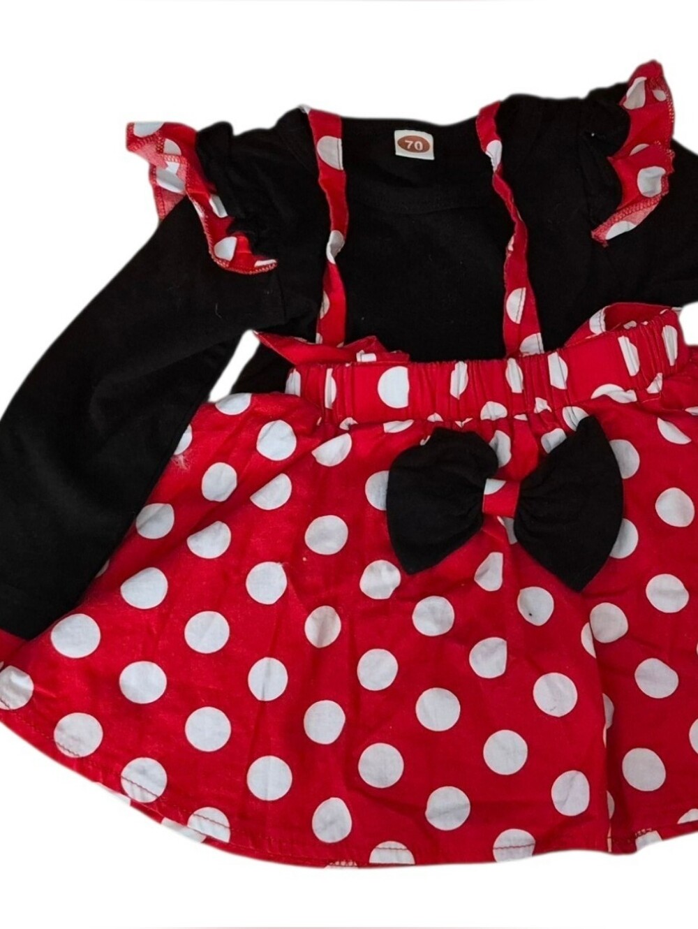 Girls Minnie Mouse, Red Polka Dot Skirt with Black Top - No Size Listed